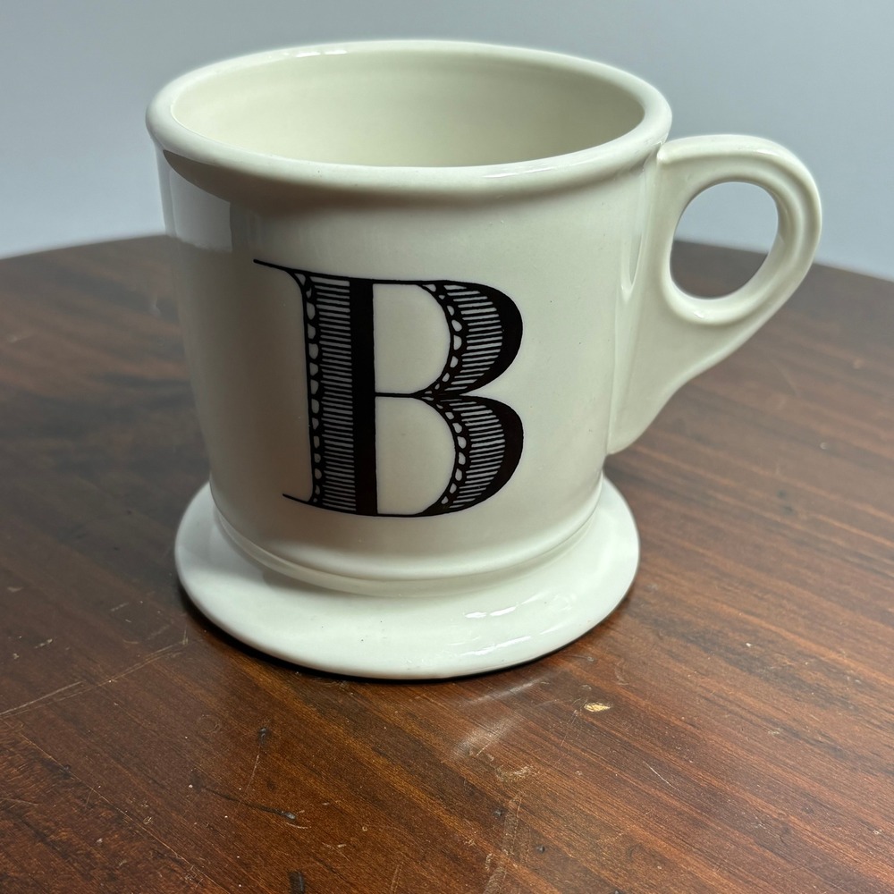 Anthropologie Monogram Mug White Letter B Coffee Cup‎ Initial Ceramic Alphabet